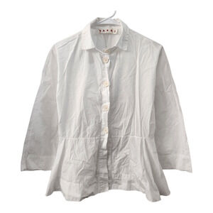 MARNI Button Down Shirt 42/S White Quiet Luxury Designer Minimalist Office Chic